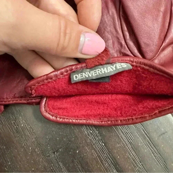 Denver  Hayes vintage genuine leather gloves cherry red M - Picture 5 of 6